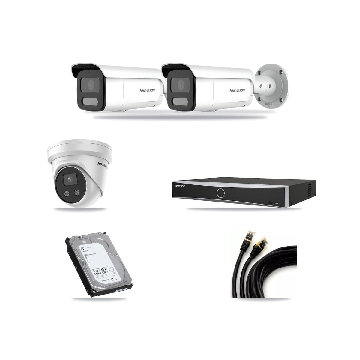 Hikvision 4-Channel 4MP – 5MP CCTV Kit — 2 4MP Bullet + 1 5MP Turret Cameras + 6TB Recording - Image 1