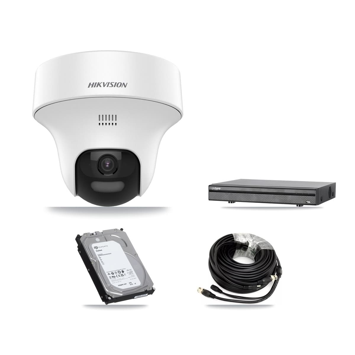Hikvision & Dahua 8-Channel 5MP CCTV Kit — 8 DS-2CE70K0T Turret Cameras + 6TB Recording (DH-XVR5108H Recorder)