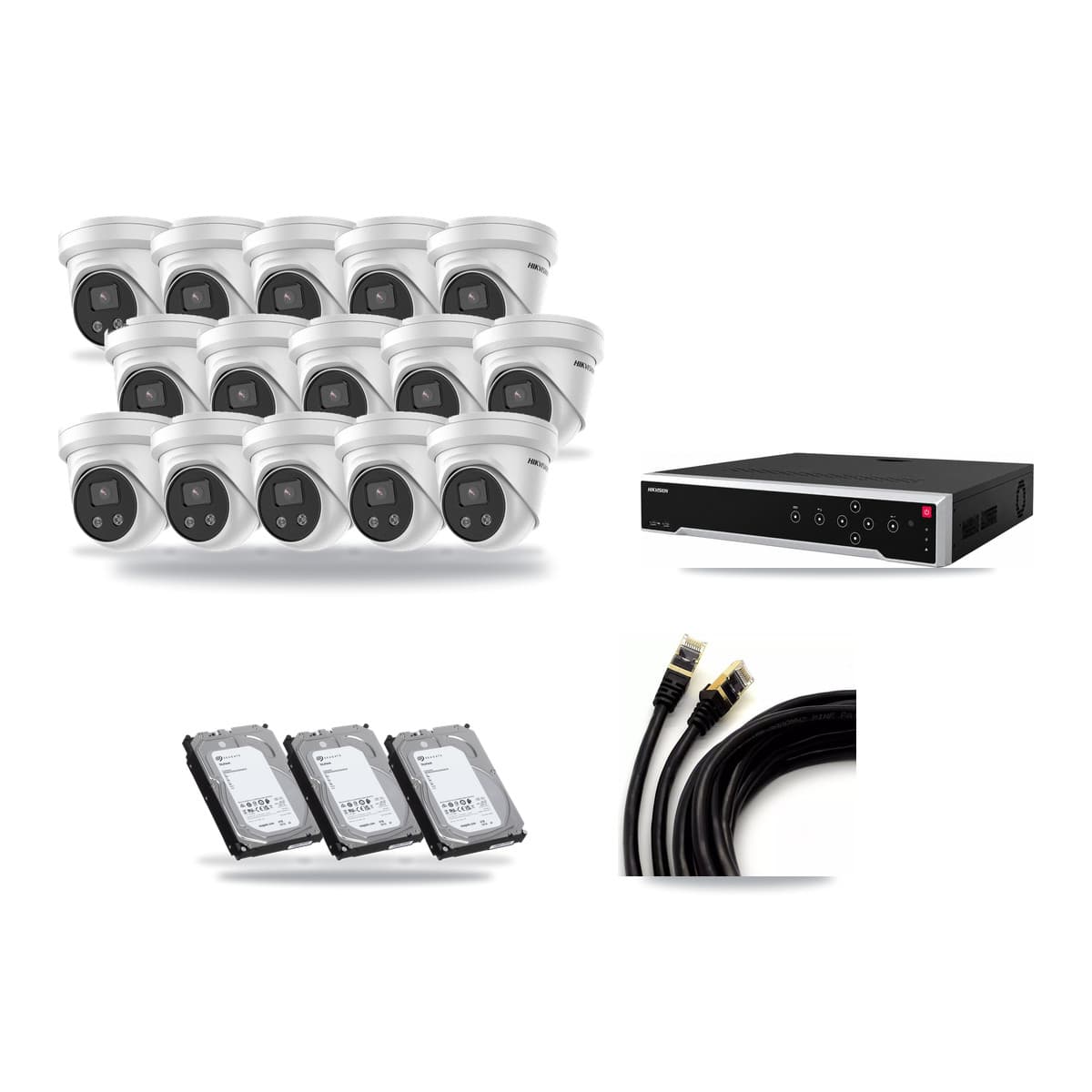 Hikvision 32-Channel 5MP CCTV Kit — 15 Turret Cameras + 3× 6TB Recording - Image 1