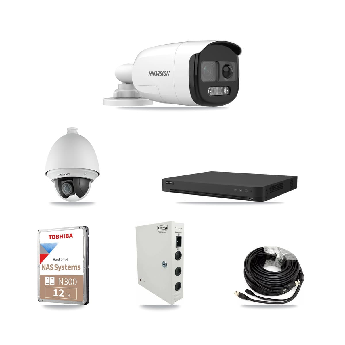 Hikvision 32-Channel 2MP – 5MP CCTV Kit — 7 DS-2AE4225T 2MP PTZ + 15 DS-2CE12KF3T 5MP Bullet Cameras + 2× 12TB Recording