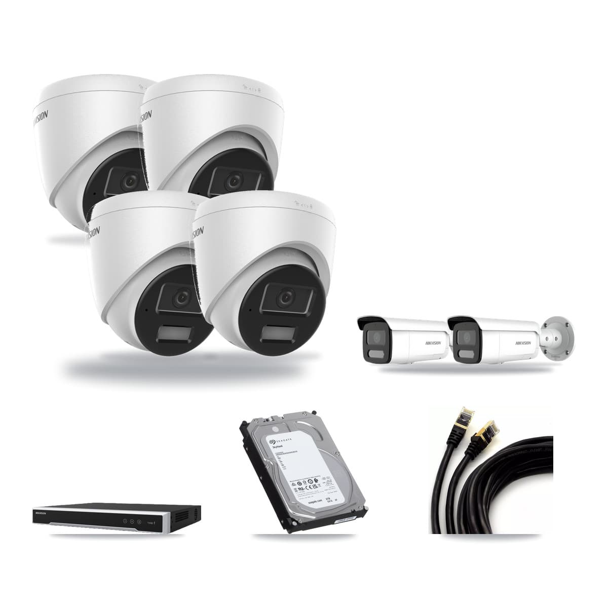 Hikvision 8-Channel 4MP CCTV Kit — 4 Turret + 2 Bullet Cameras + 6TB Recording (DS-7608NI-M2 Recorder) - Image 1