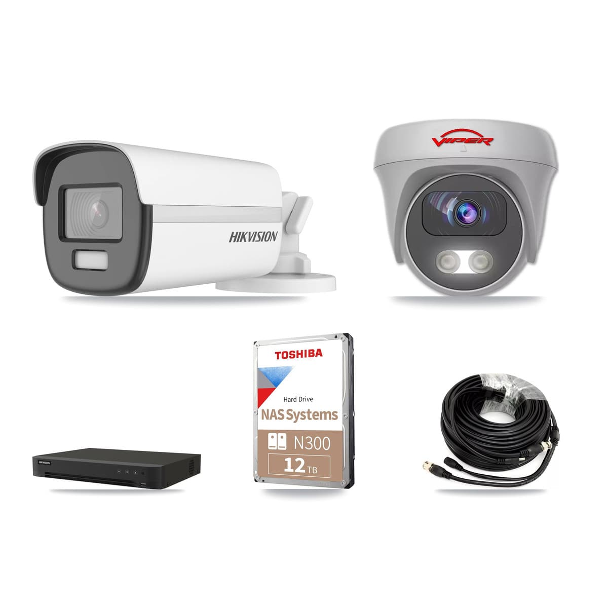 Hikvision & Viper 8-Channel 5MP – 4K CCTV Kit — 4 4K Bullet + 1 5MP Cameras + 12TB Recording - Image 1