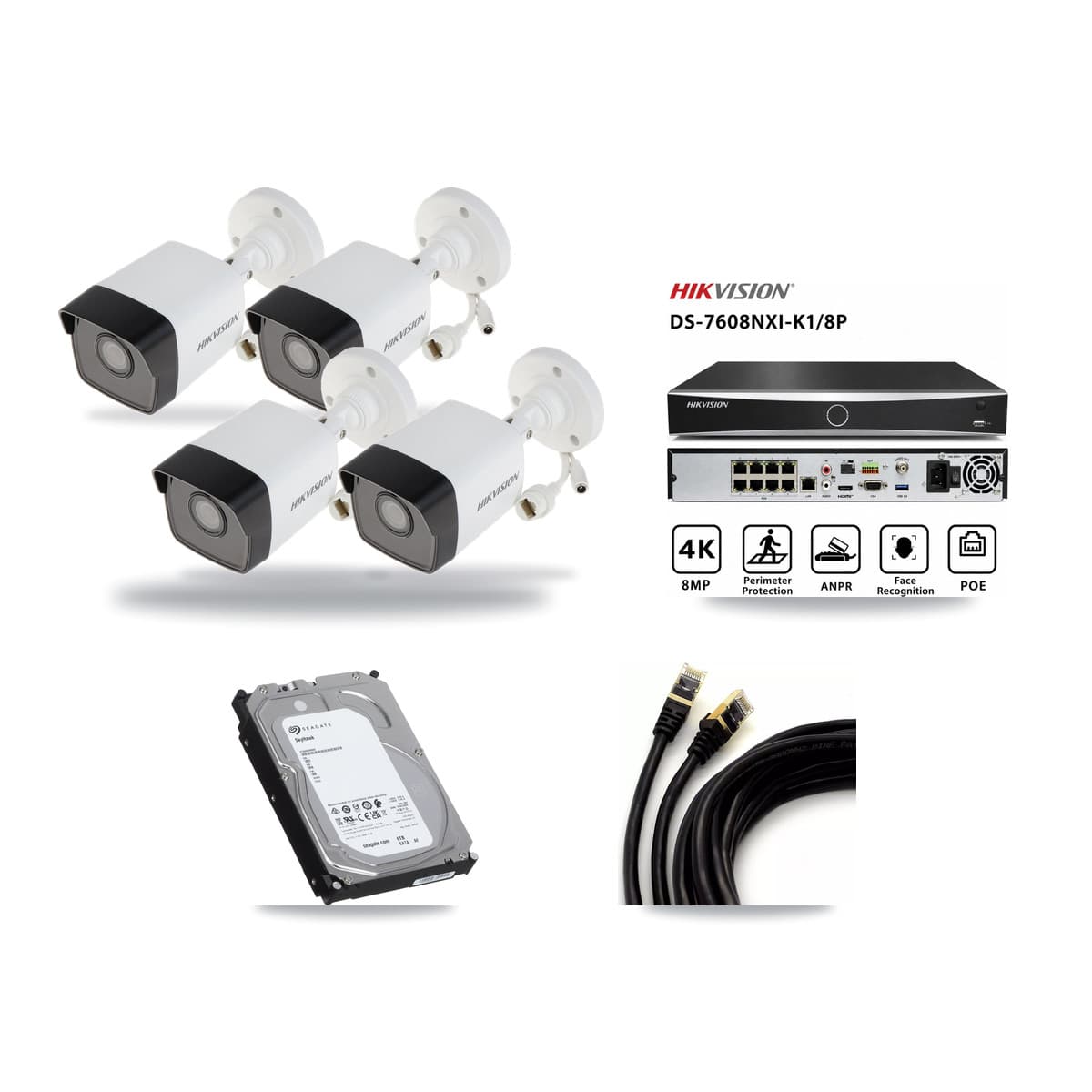 Hikvision 8-Channel 5MP CCTV Kit — 4 Bullet + 1 Dome Cameras + 6TB Recording (DS-7608NXI Recorder) - Image 1