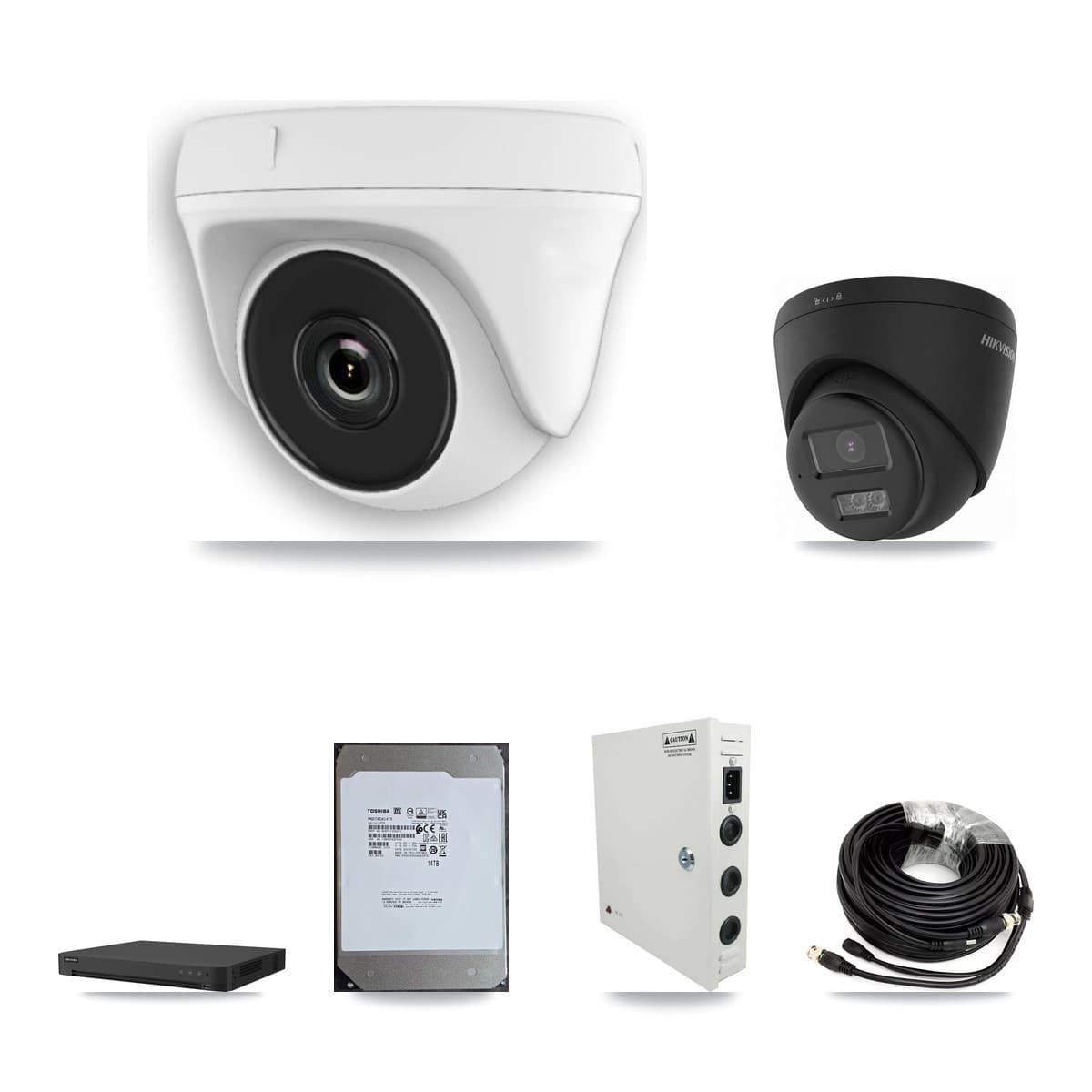 Hikvision 16-Channel 2MP – 4K CCTV Kit — 5 Black 4K Turret + 11 White 2MP Dome Cameras + 14TB Recording