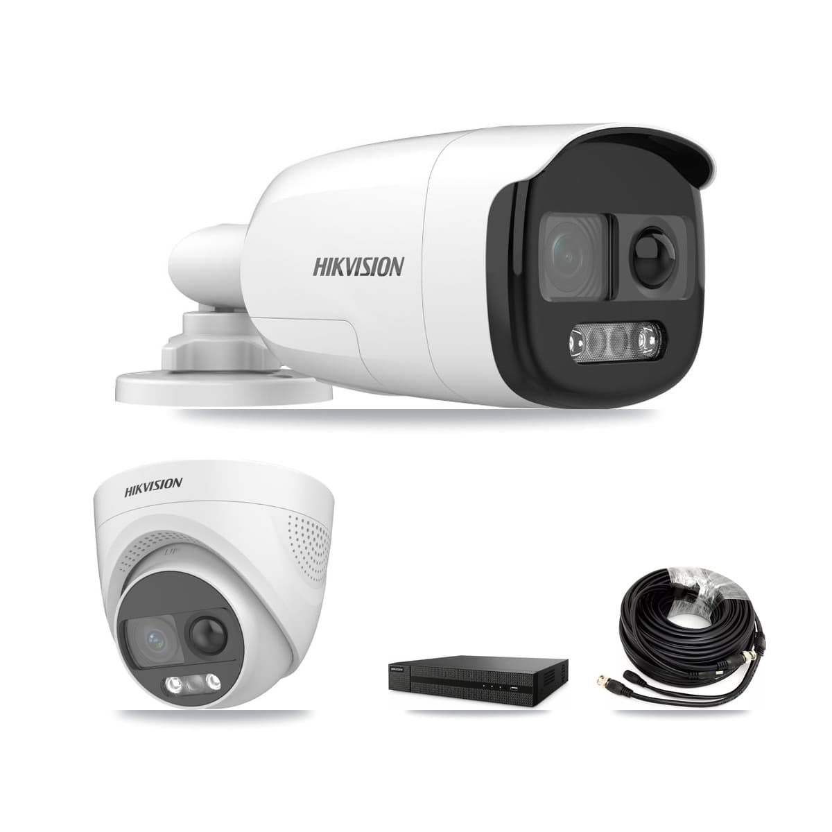 Hikvision 8-Channel 5MP CCTV Kit — 1 DS-2CE12KF3T Bullet + 1 DS-2CE72KF3T Turret Cameras + 3TB Recording (DVR-8CH Recorder)