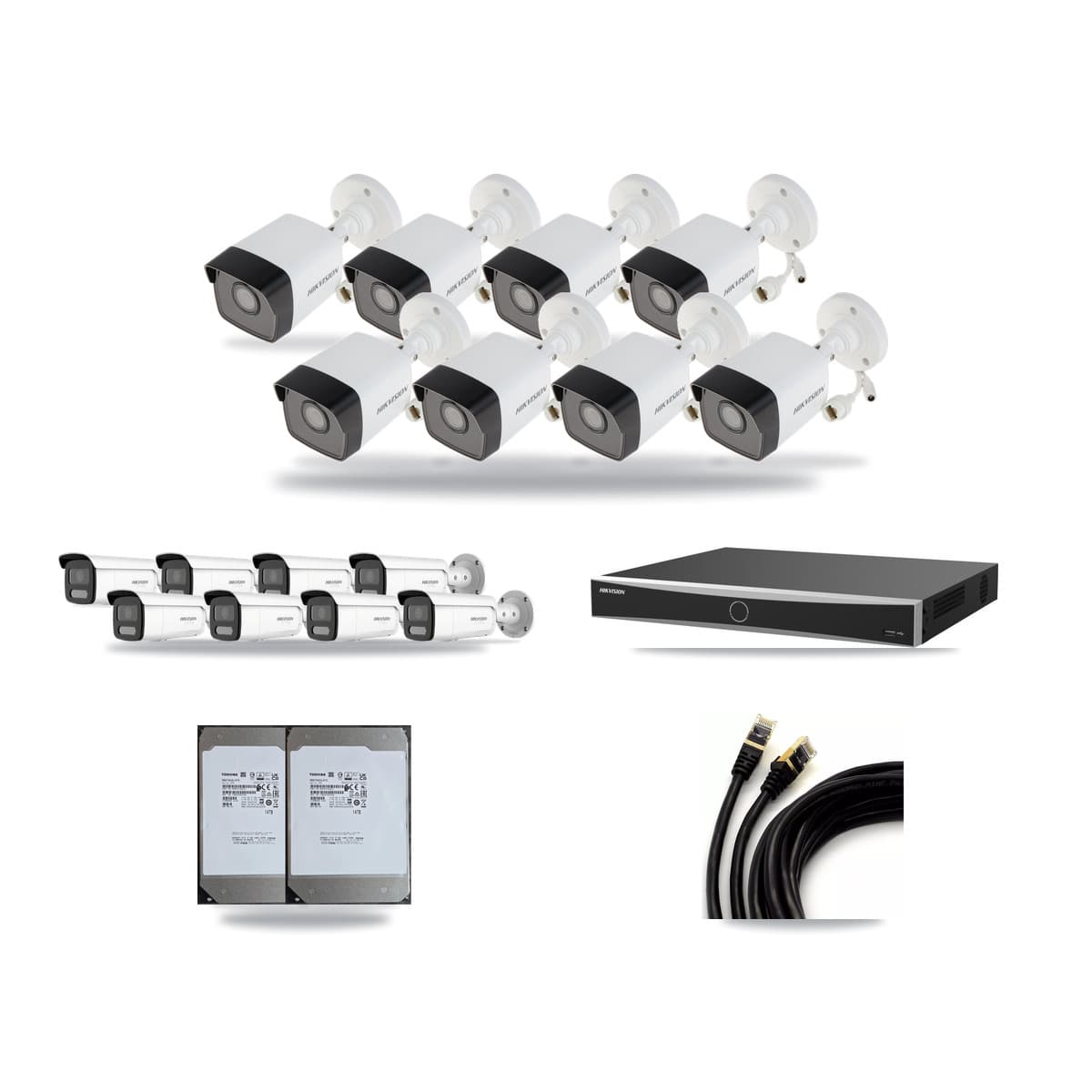 Hikvision 16-Channel 5MP – 4K CCTV Kit — 8 5MP + 8 White 4K Bullet Cameras + 2× 14TB Recording (DS-7616NXI Recorder) - Image 1
