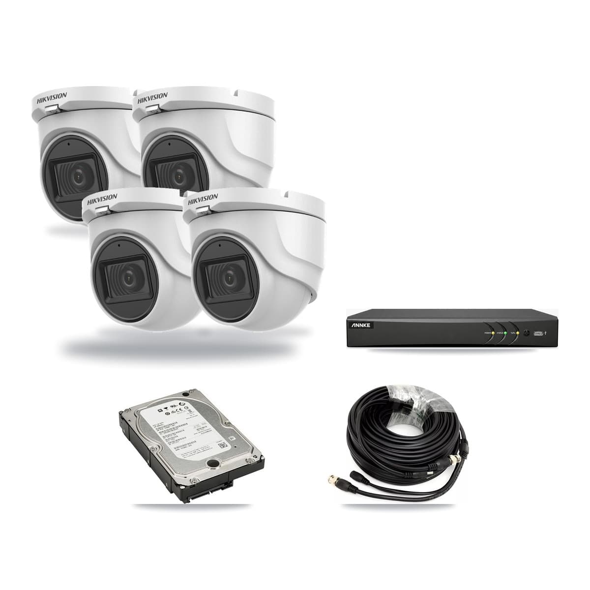 Hikvision & ANNKE 4-Channel 5MP CCTV Kit — 4 Turret Cameras + 5TB Recording - Image 1