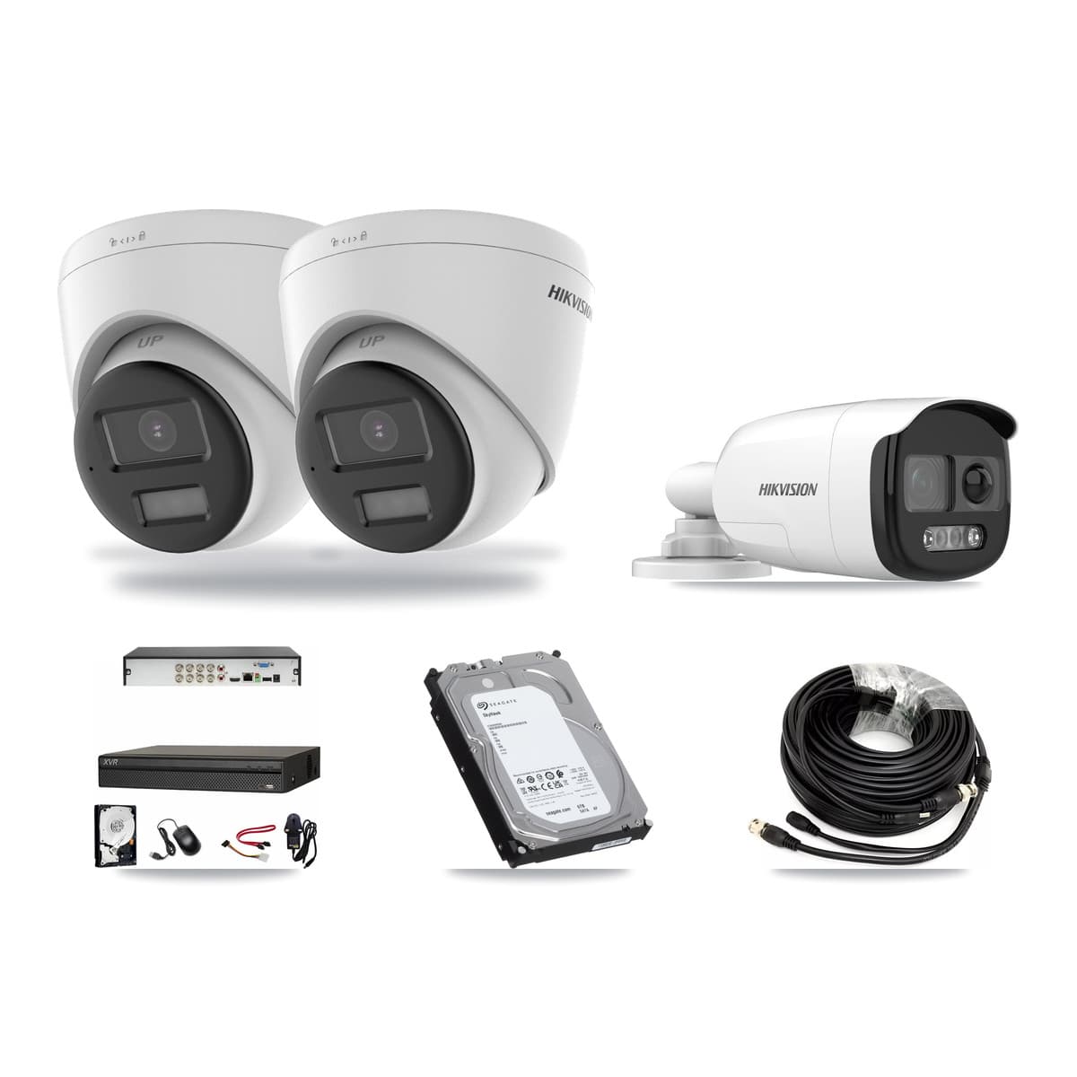 Hikvision & Dahua 8-Channel 5MP – 4K CCTV Kit — 1 DS-2CE12KF3T 5MP Bullet + 2 DS-2CE78U0T 4K Turret Cameras + 6TB Recording - Image 1