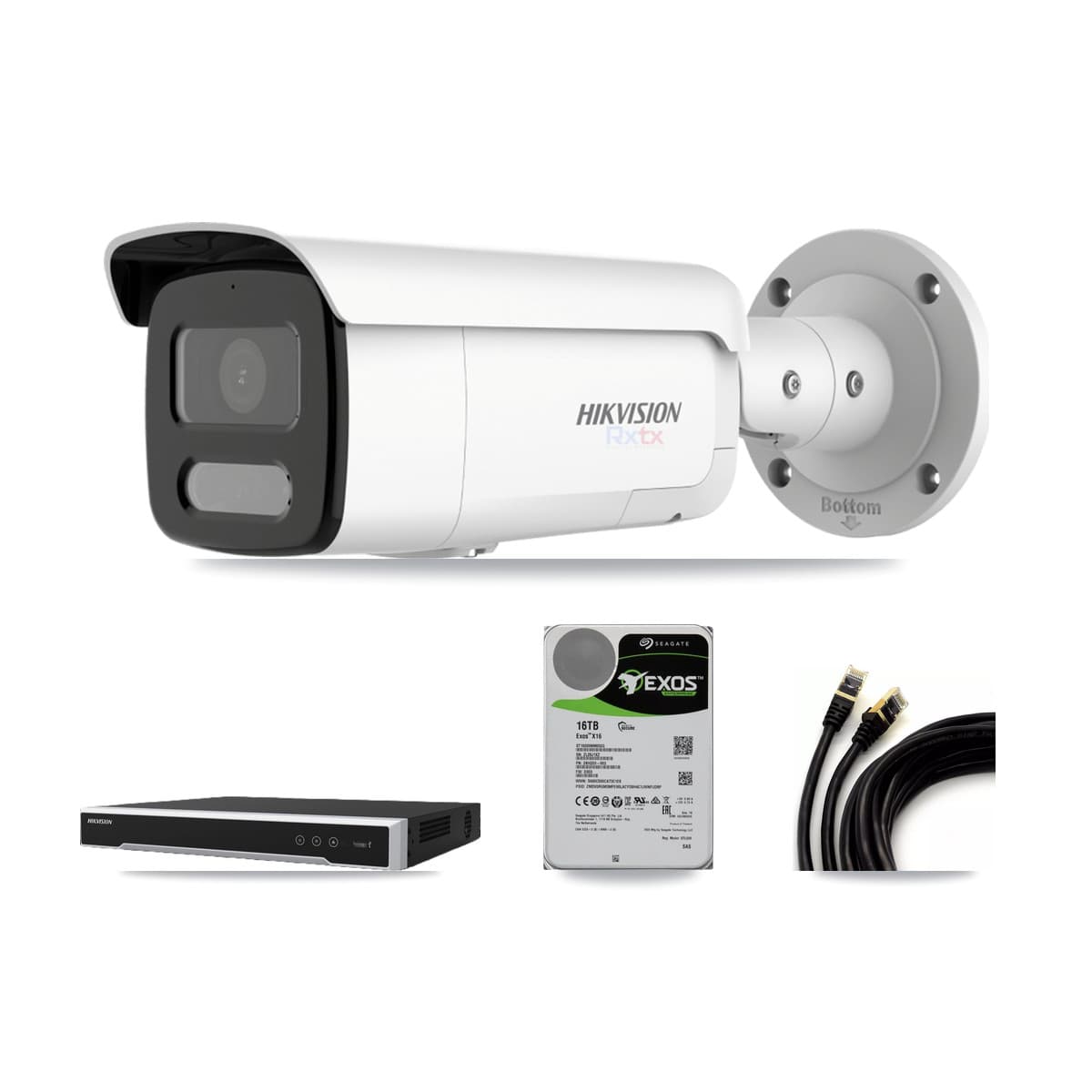 Hikvision 16-Channel 4K CCTV Kit — 6 White Bullet Cameras + 16TB Recording (DS-7616NI-M2 Recorder)
