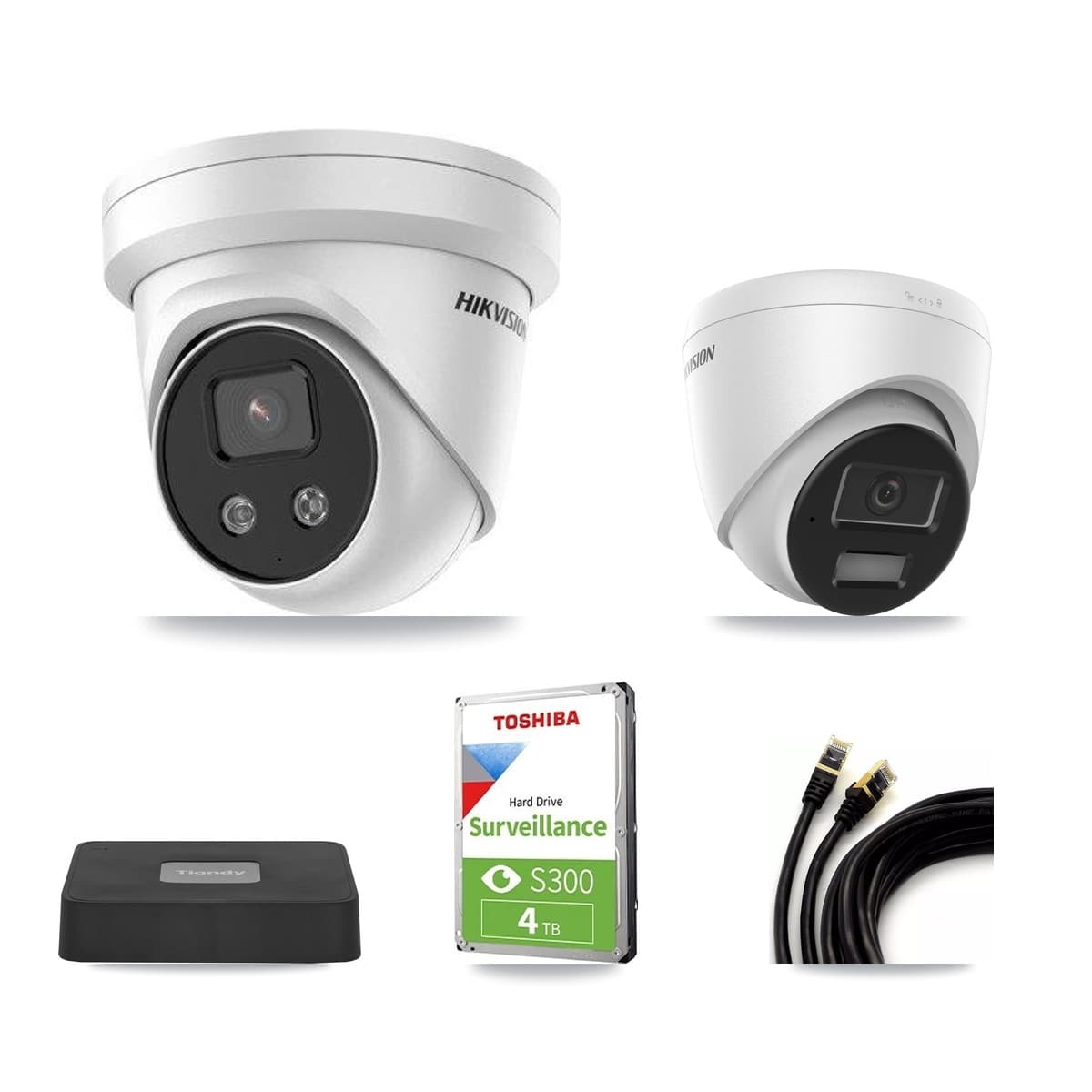 Hikvision & Tiandy 4-Channel 4MP – 5MP CCTV Kit — 1 4MP + 2 5MP Turret Cameras + 4TB Recording