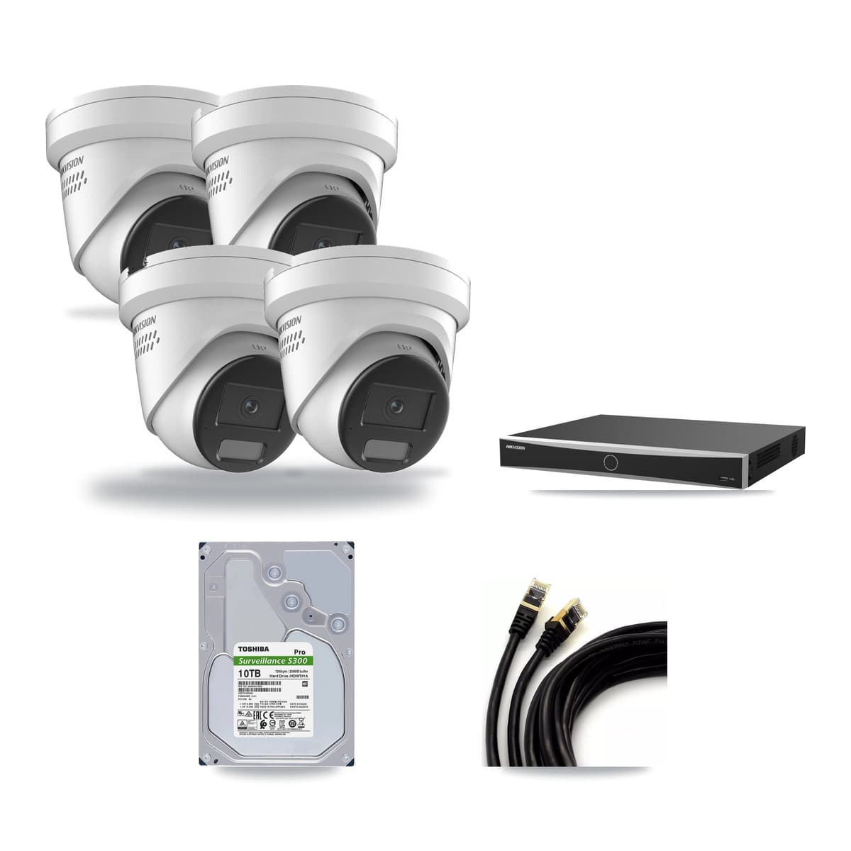 Hikvision 16-Channel 4K CCTV Kit — 4 DS-2CD2387G2H Turret Cameras + 10TB Recording (DS-7616NXI Recorder) - Image 1