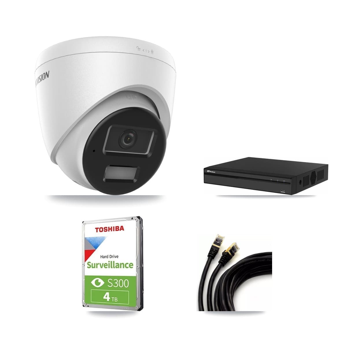 Hikvision & Prolux 4-Channel 4MP CCTV Kit — 3 DS-2CD1343G2 Turret Cameras + 4TB Recording