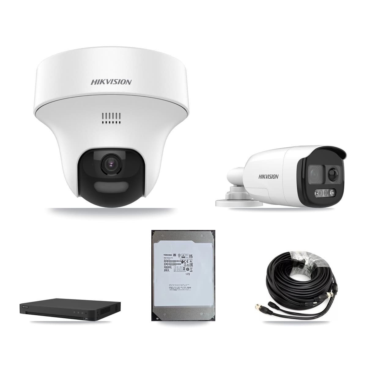 Hikvision 16-Channel 5MP CCTV Kit — 1 DS-2CE12KF3T Bullet + 7 DS-2CE70K0T Turret Cameras + 14TB Recording