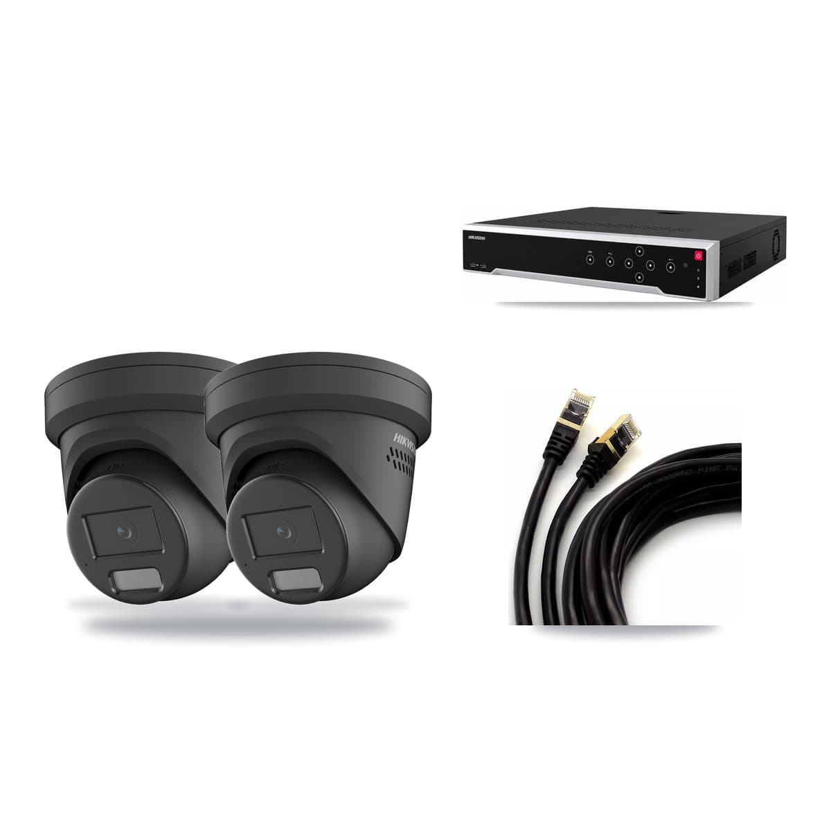 Hikvision 32-Channel 4MP CCTV Kit — 2 Black Turret Cameras + 3TB Recording - Image 1
