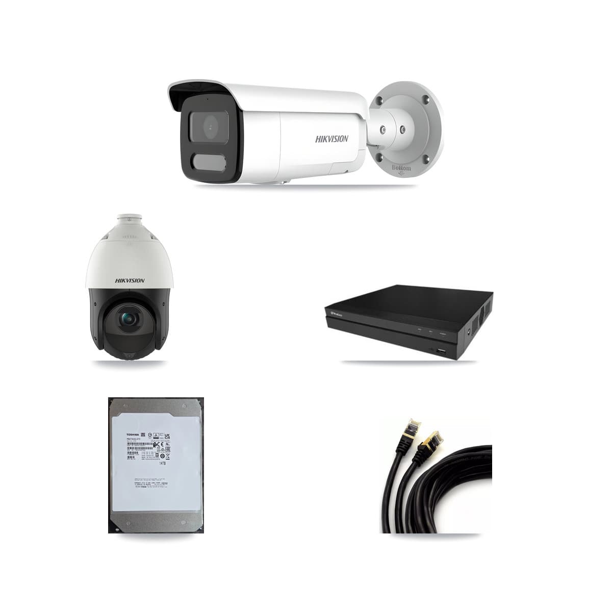Hikvision & Prolux 16-Channel 4MP CCTV Kit — 11 Bullet + 1 PTZ Cameras + 14TB Recording