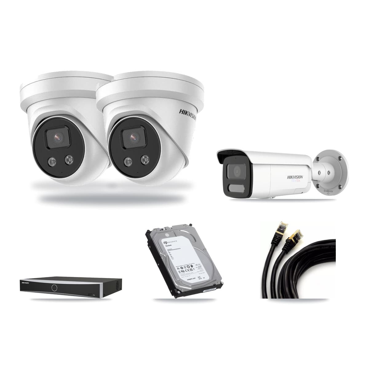 Hikvision 4-Channel 5MP – 4K CCTV Kit — 1 4K Bullet + 2 5MP Turret Cameras + 6TB Recording - Image 1