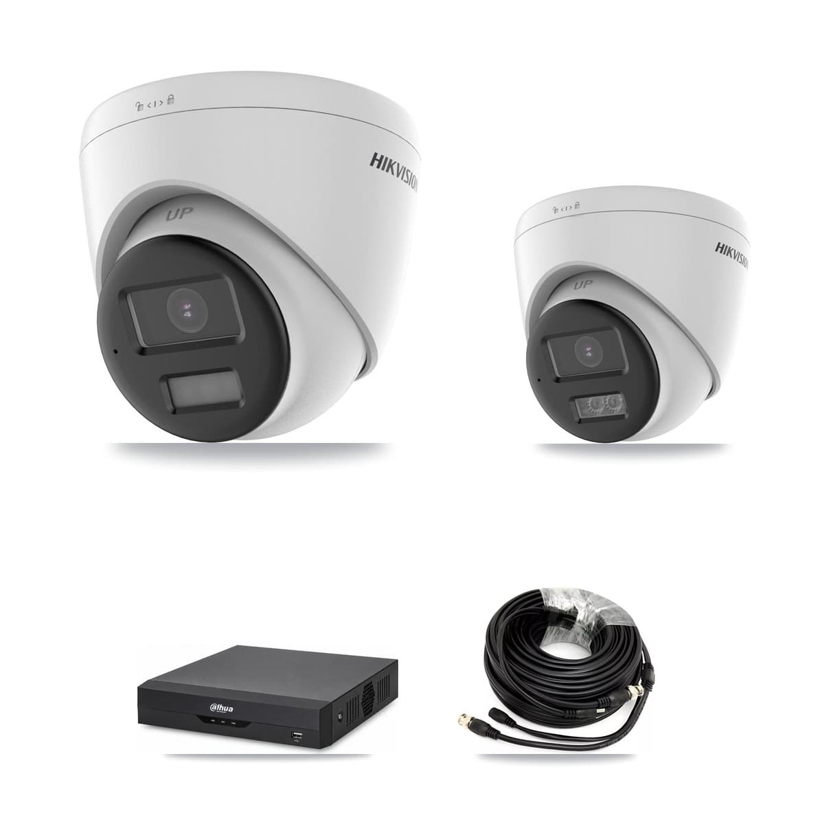 Hikvision & Dahua 4-Channel 5MP CCTV Kit — 1 DS-2CE78K0T + 1 DS-2CE78K0T Turret Cameras + 3TB Recording