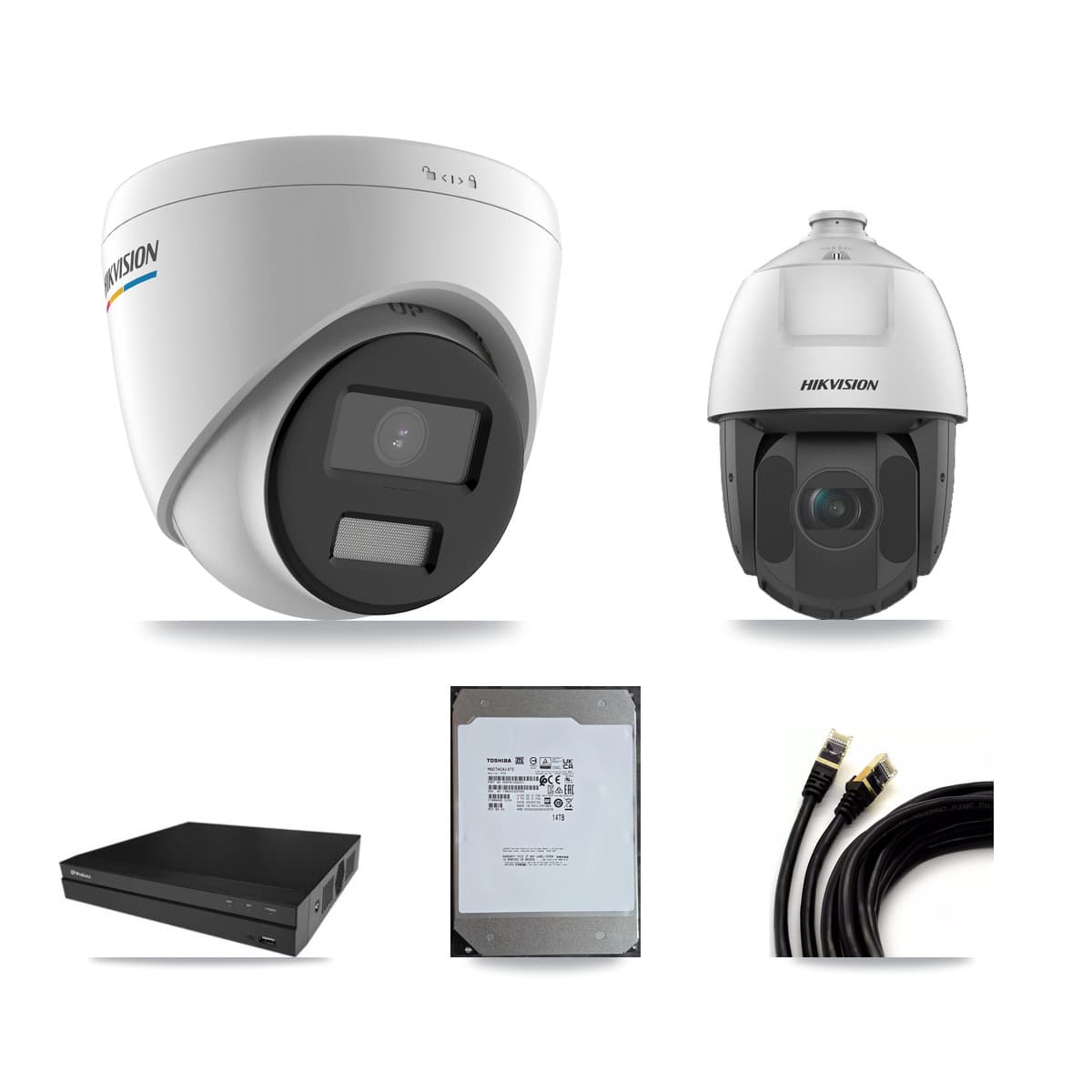 Hikvision & Prolux 16-Channel 2MP CCTV Kit — 15 Turret + 1 PTZ Cameras + 14TB Recording