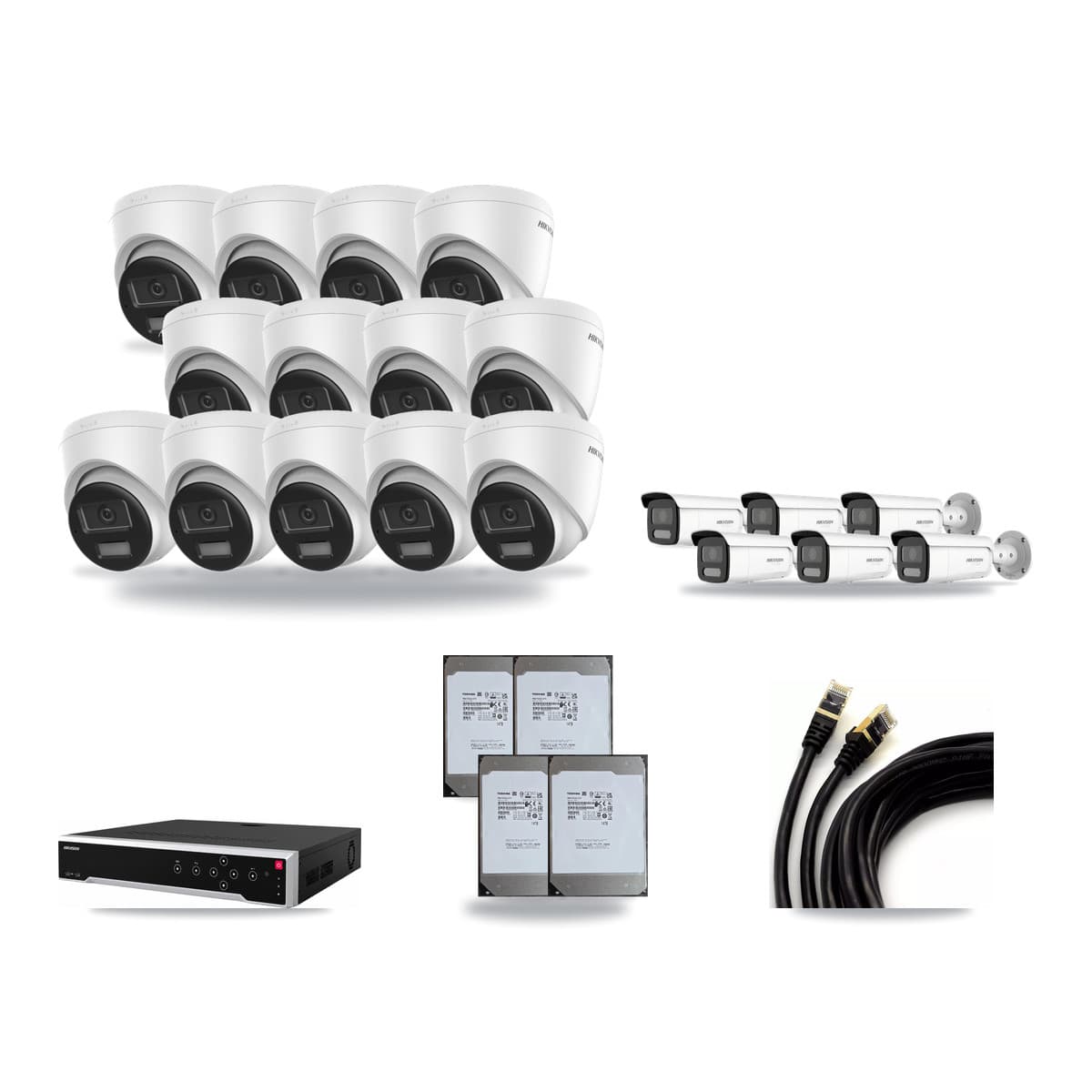 Hikvision 32-Channel 4K CCTV Kit — 13 Turret + 6 Bullet Cameras + 4× 14TB Recording - Image 1