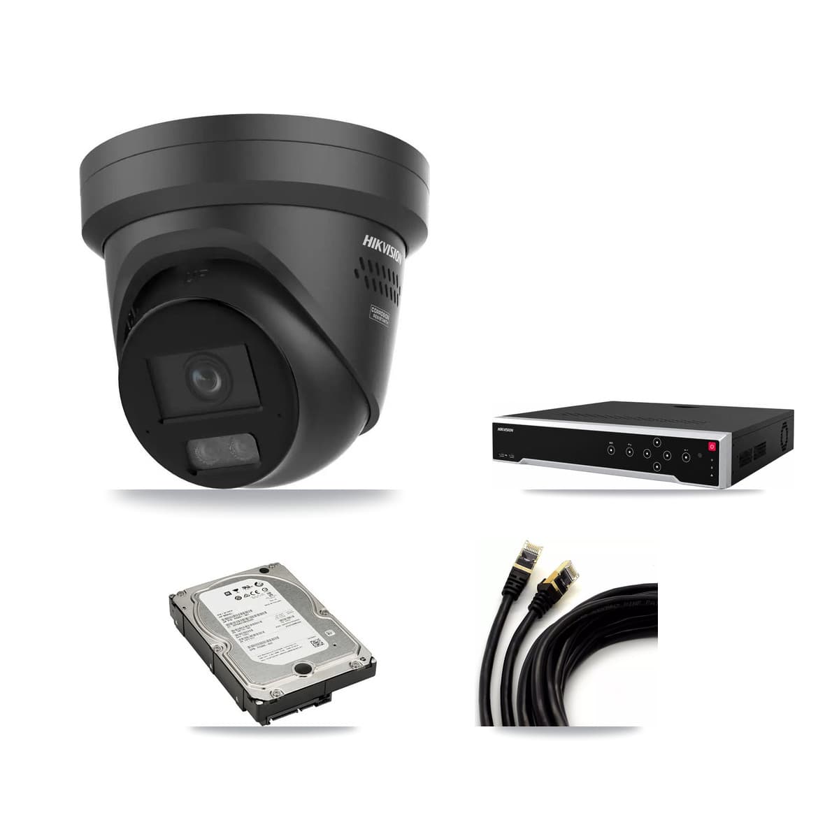 Hikvision 32-Channel 4K CCTV Kit — 2 Black DS-2CD2387G3 Turret Cameras + 5TB Recording