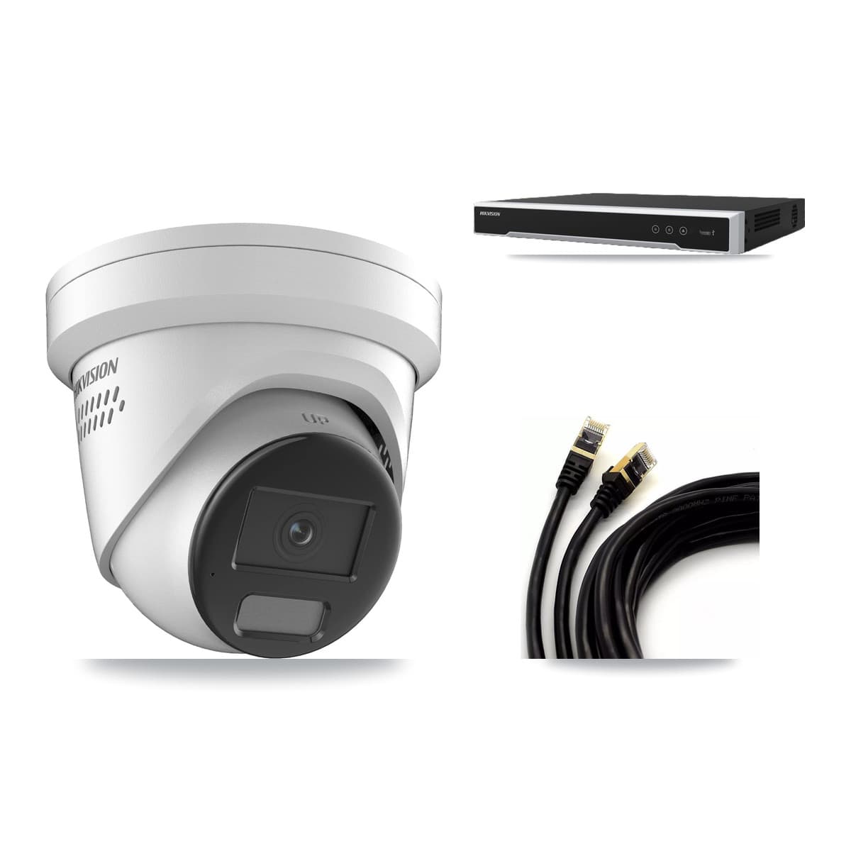 Hikvision 8-Channel 4K CCTV Kit — 3 DS-2CD2387G2H Turret Cameras + 8TB Recording (DS-7608NI-M2 Recorder) - Image 1