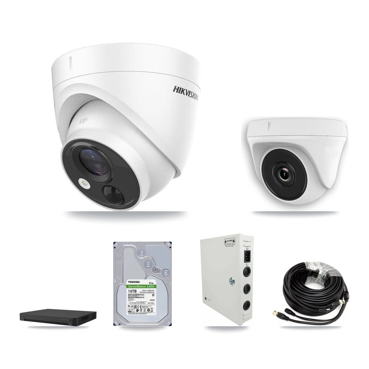 Hikvision 32-Channel 2MP – 5MP CCTV Kit — 6 DS-2CE71H0T 5MP Turret + 3 White HDT-2MP-N20W 2MP Dome Cameras + 10TB Recording - Image 1