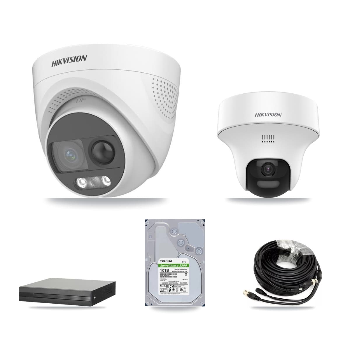 Hikvision 8-Channel 5MP CCTV Kit — 1 DS-2CE70K0T + 7 DS-2CE72KF3T Turret Cameras + 10TB Recording (XVR-3108HS Recorder)
