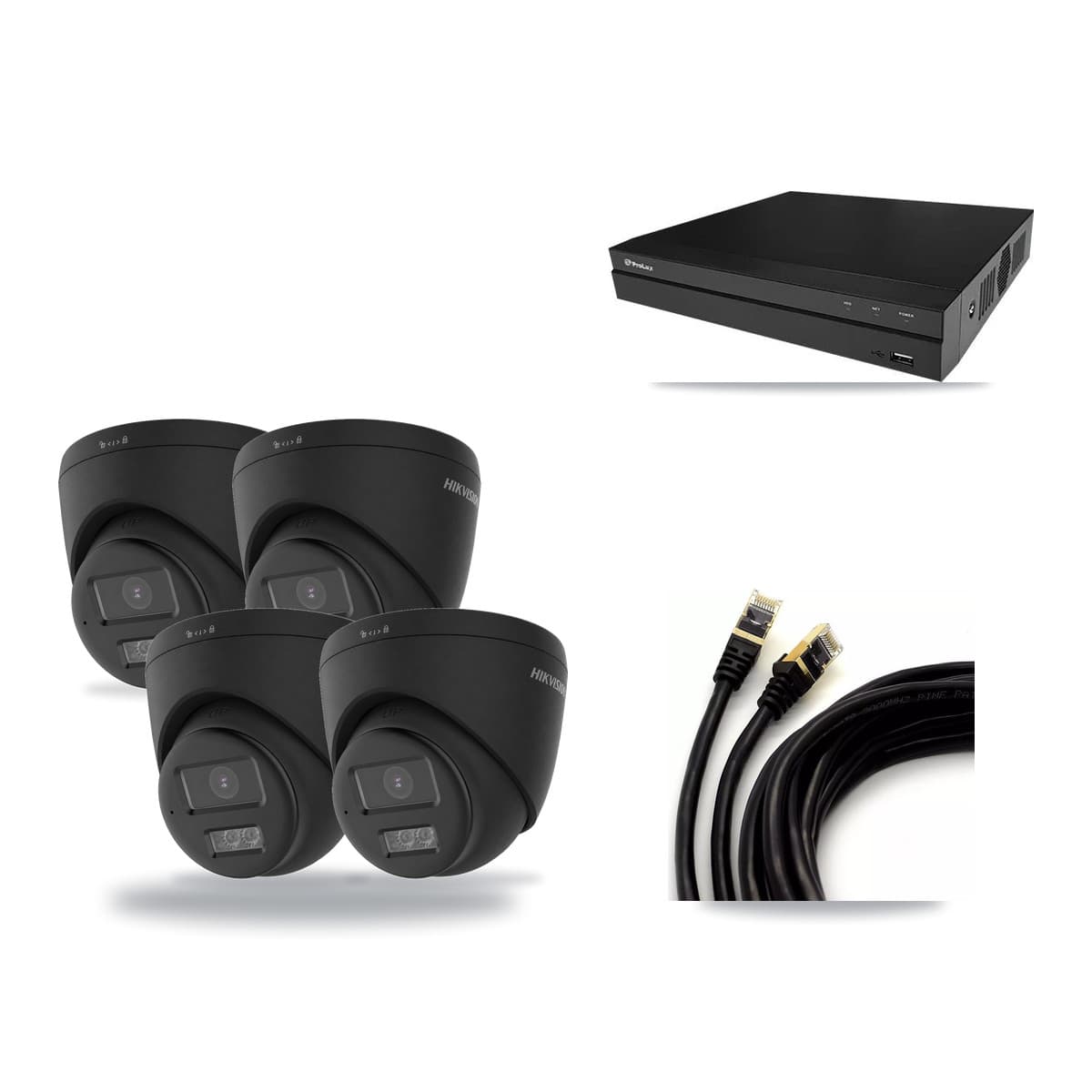 Prolux 8-Channel 4K CCTV Kit — 4 Black Turret Cameras + 3TB Recording - Image 1