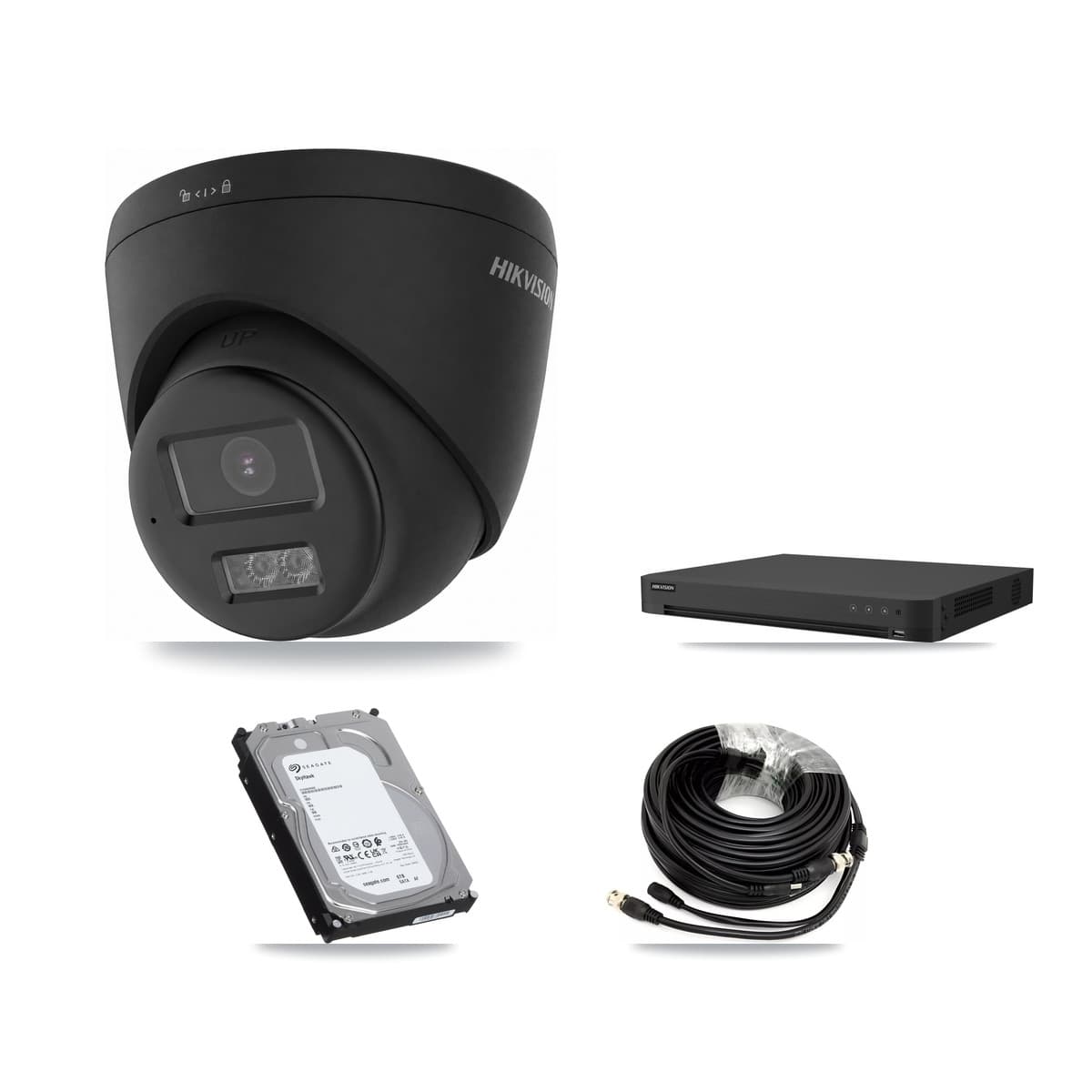 Hikvision 16-Channel 4K CCTV Kit — 4 Black Turret Cameras + 6TB Recording