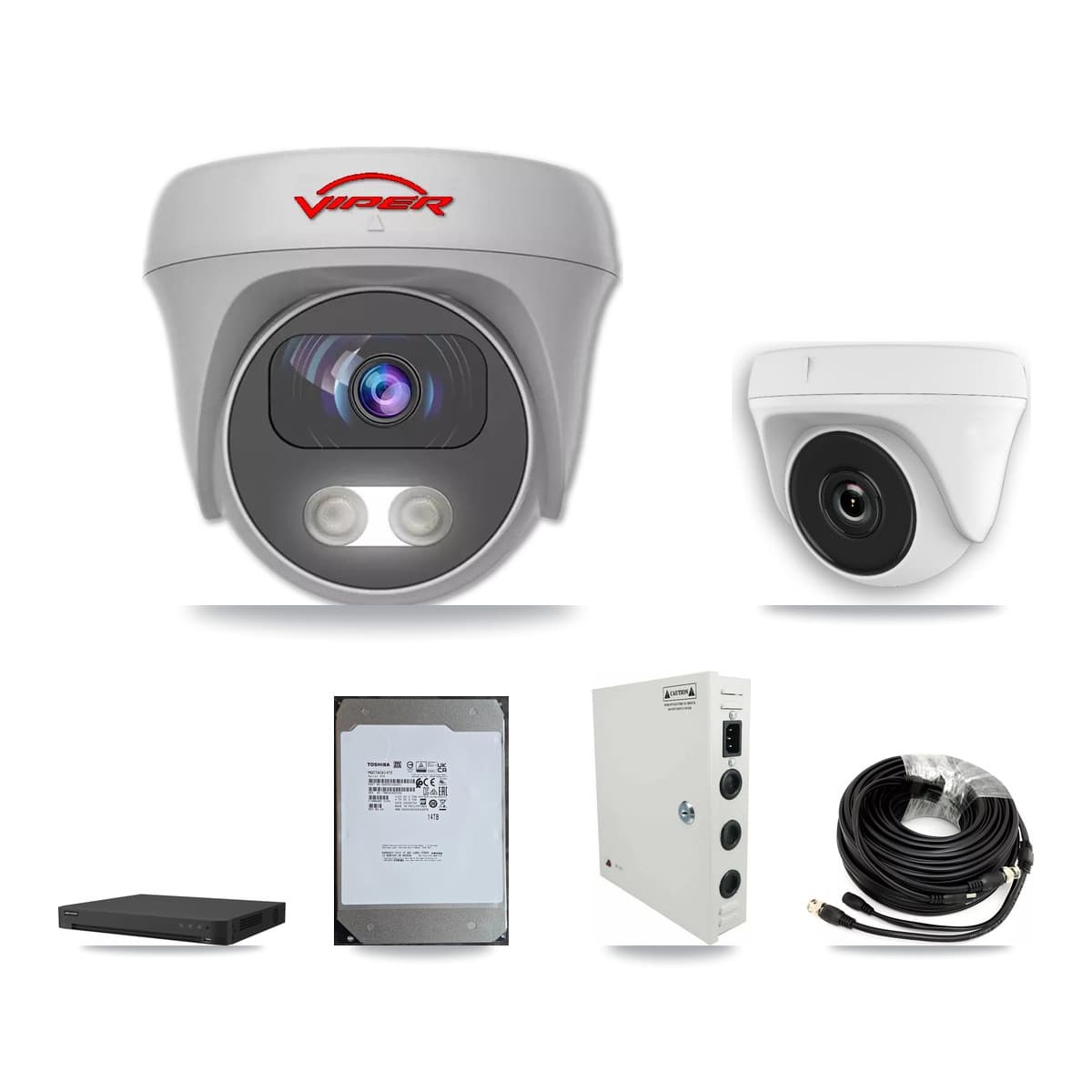 Viper & Hikvision 16-Channel 2MP – 5MP CCTV Kit — 4 2MP Dome + 9 5MP Cameras + 14TB Recording - Image 1