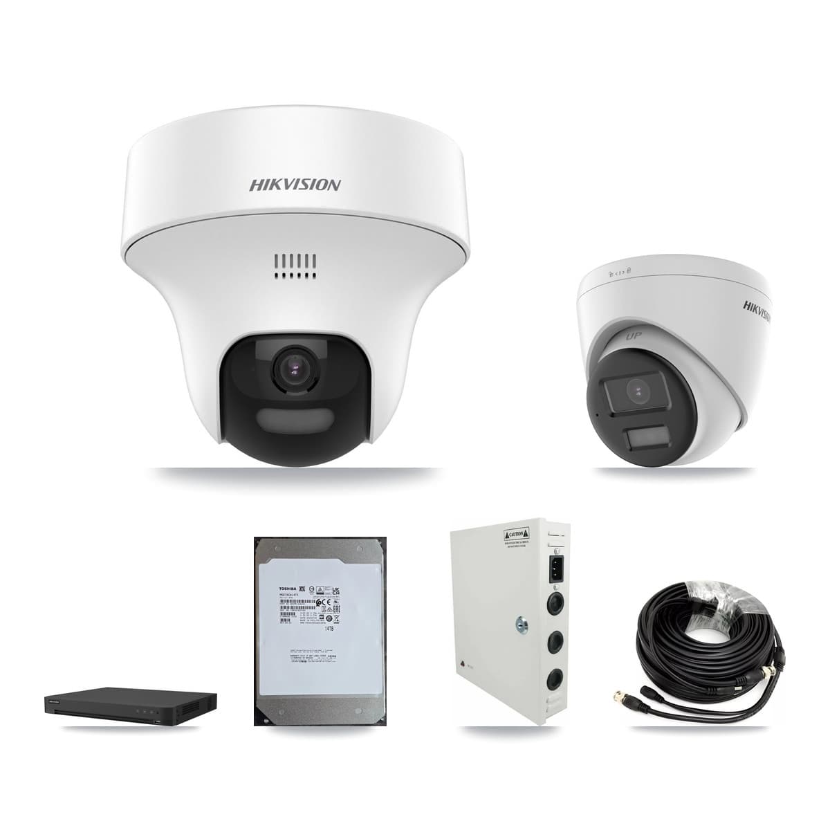 Hikvision 16-Channel 5MP CCTV Kit — 6 DS-2CE70K0T + 6 DS-2CE78K0T Turret Cameras + 14TB Recording