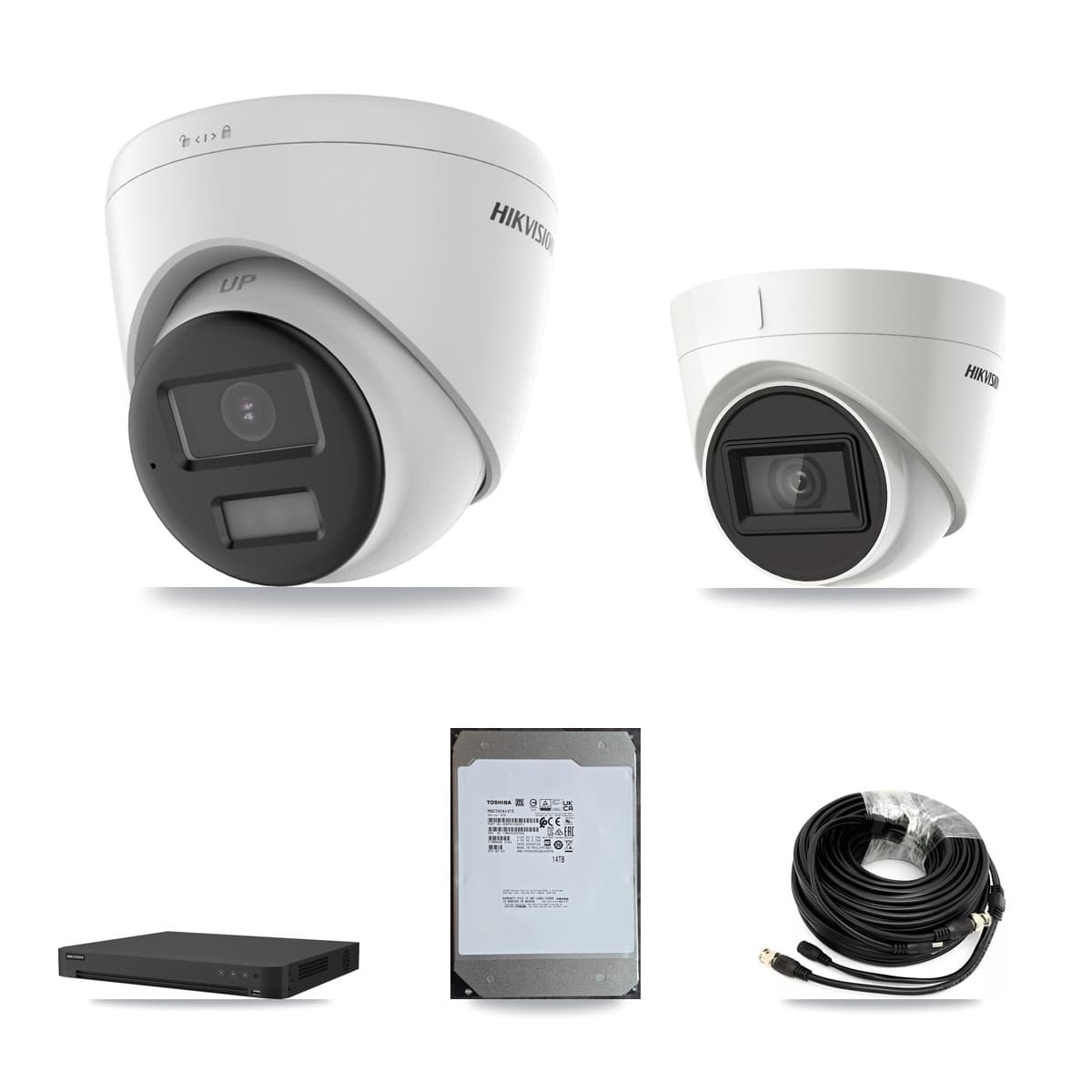 Hikvision 16-Channel 4K CCTV Kit — 5 DS-2CE78U0T + 1 DS-2CE78U1T Turret Cameras + 14TB Recording