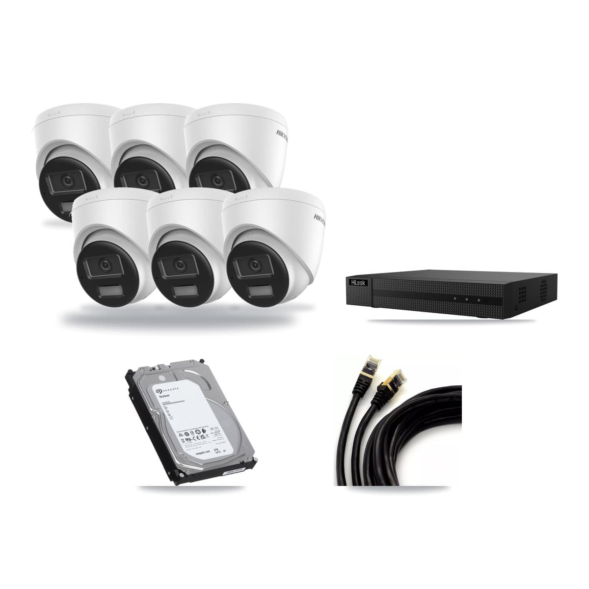 Hikvision & HiLook 8-Channel 4K CCTV Kit — 6 DS-2CD1383G2-LIUF/SL Turret Cameras + 6TB Recording (NVR-108MH-D/8P Recorder) - Image 1