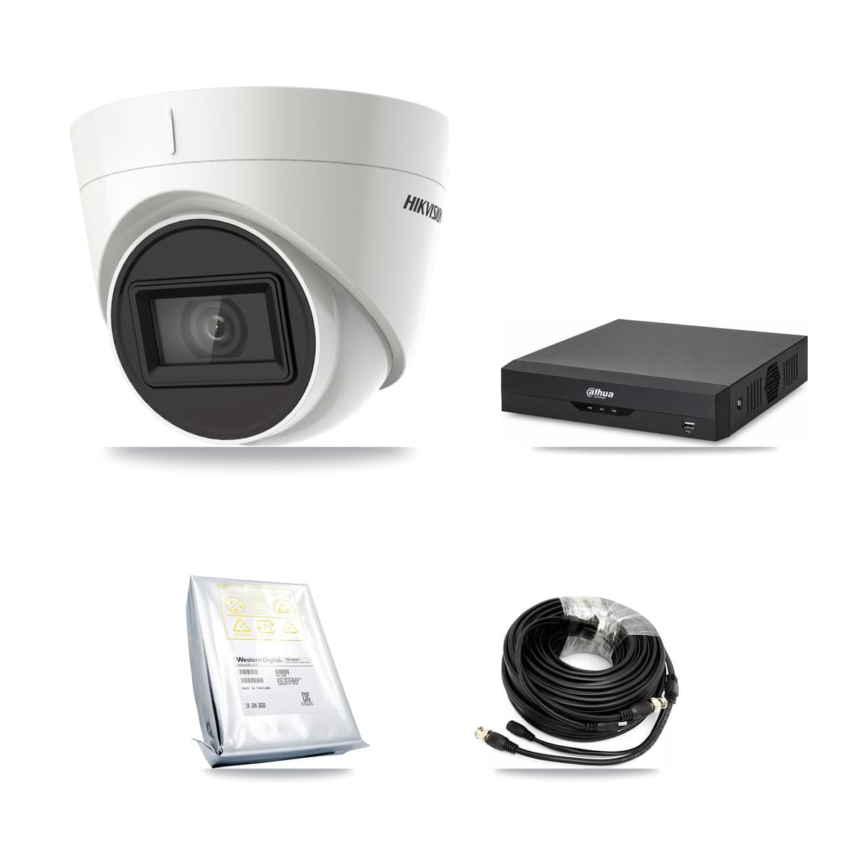 Hikvision & Dahua 4-Channel 4K CCTV Kit — 3 DS-2CE78U1T Turret Cameras + 8TB Recording