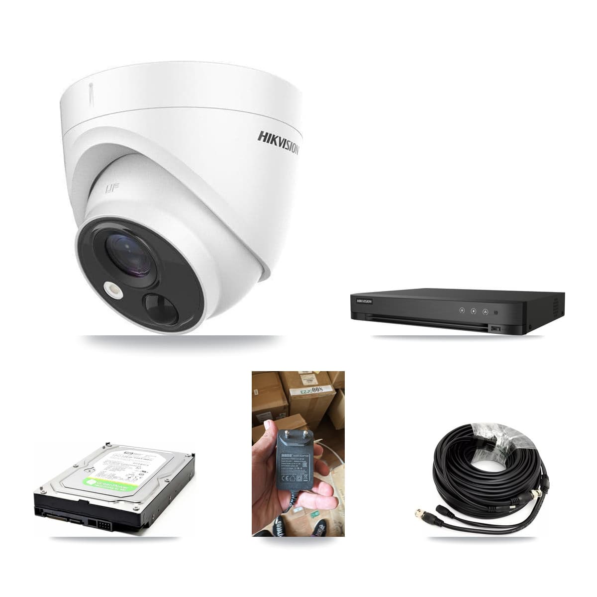 Hikvision 4-Channel 5MP CCTV Kit — 1 DS-2CE71H0T Turret Camera + 1TB Recording (IDS-7204HUHI Recorder)
