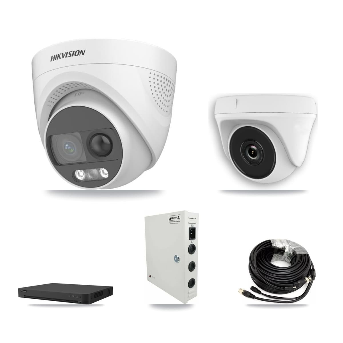 Hikvision 32-Channel 2MP – 5MP CCTV Kit — 8 DS-2CE72KF3T 5MP Turret + 8 White HDT-2MP-N20W 2MP Dome Cameras + 2× 8TB Recording