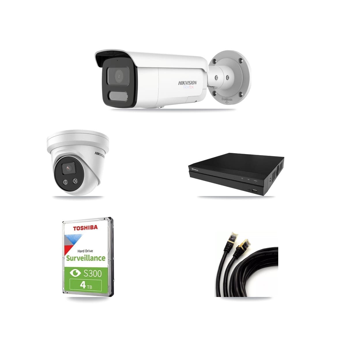 Hikvision & Prolux 8-Channel 5MP – 4K CCTV Kit — 1 4K Bullet + 1 5MP Turret Cameras + 4TB Recording