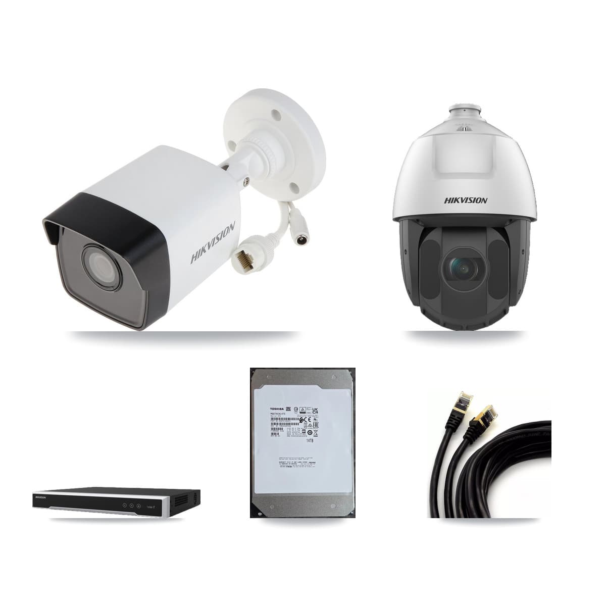 Hikvision 16-Channel 2MP – 5MP CCTV Kit — 8 5MP Bullet + 1 2MP PTZ Cameras + 14TB Recording (DS-7616NI-M2 Recorder) - Image 1