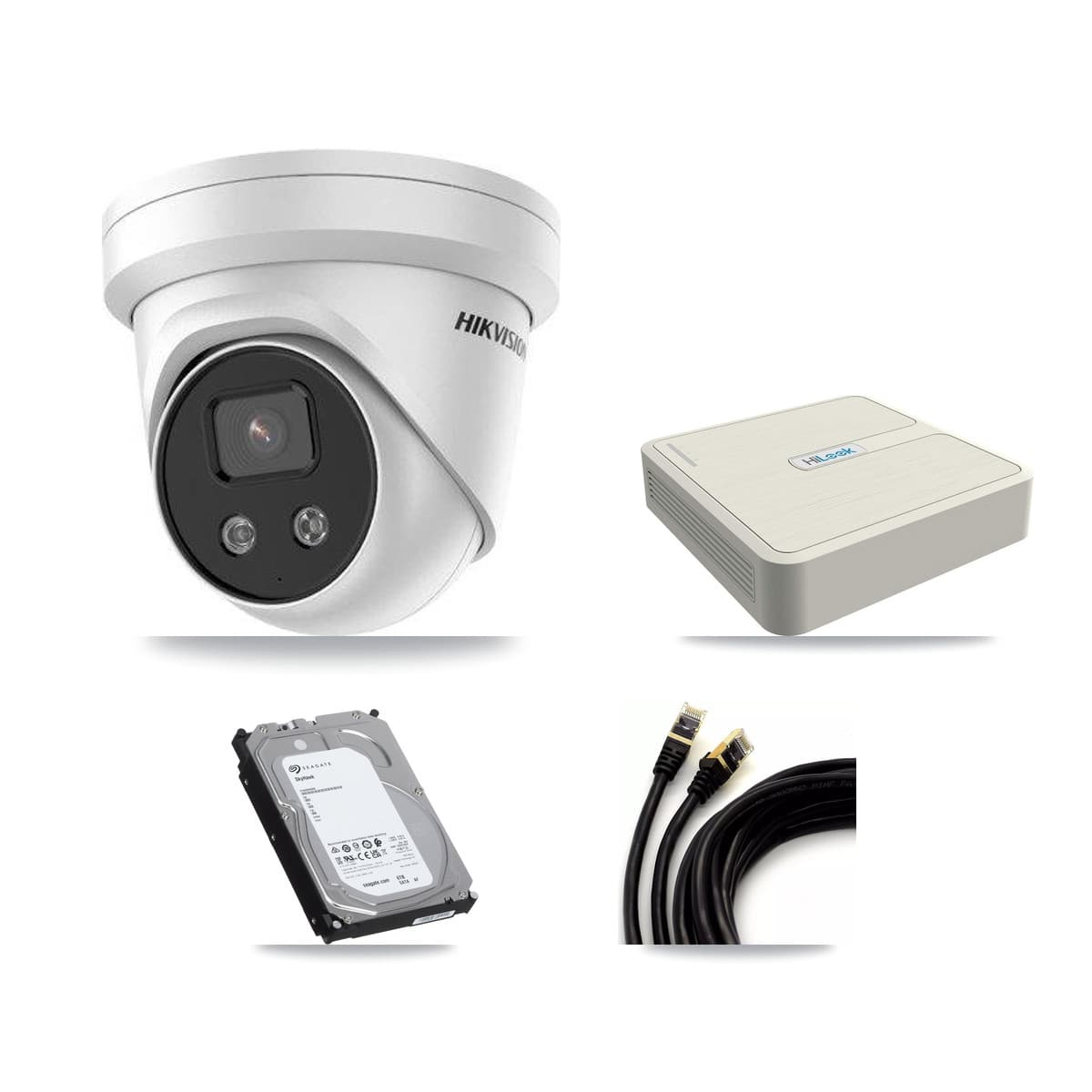 Hikvision & HiLook 8-Channel 5MP CCTV Kit — 4 Turret Cameras + 6TB Recording (NVR-108H-D Recorder)