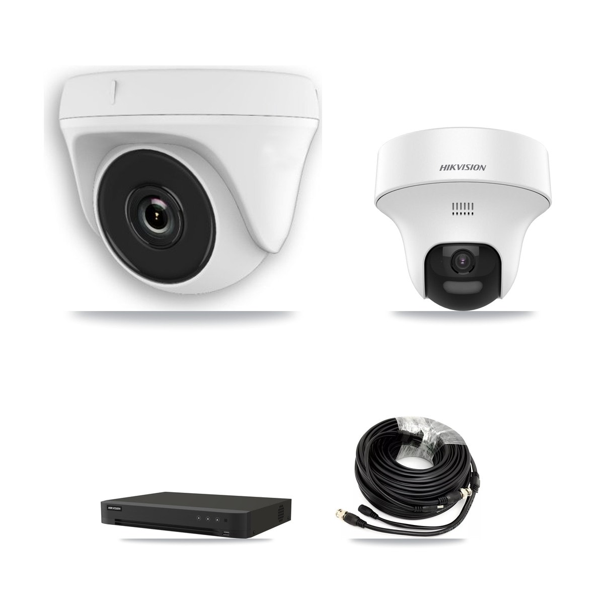Hikvision 8-Channel 2MP – 5MP CCTV Kit — 1 DS-2CE70K0T-PTLTS 5MP Turret + 3 White HDT-2MP-N20W-2.8MM 2MP Dome Cameras + 3TB Recording (IDS-7208HUHI-M1/XT Recorder) - Image 1