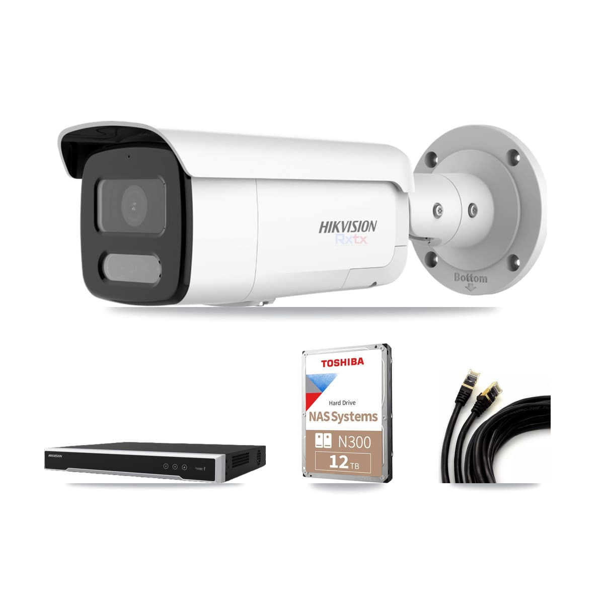 Hikvision 16-Channel 4K CCTV Kit — 9 White Bullet Cameras + 2× 12TB Recording (DS-7616NI-M2 Recorder)