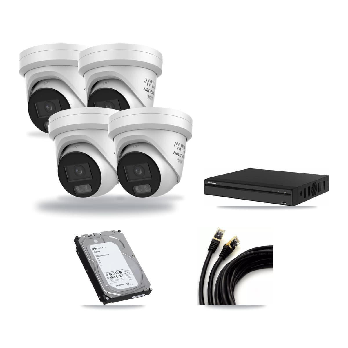 Prolux 4-Channel 4MP CCTV Kit — 4 Turret Cameras + 6TB Recording - Image 1
