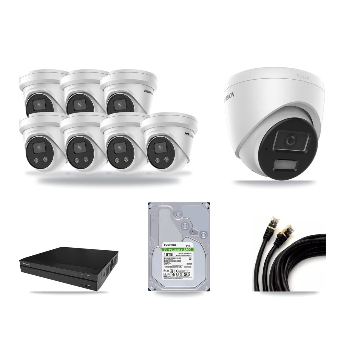 Hikvision & Prolux 8-Channel 4MP – 5MP CCTV Kit — 1 4MP + 7 5MP Turret Cameras + 10TB Recording - Image 1