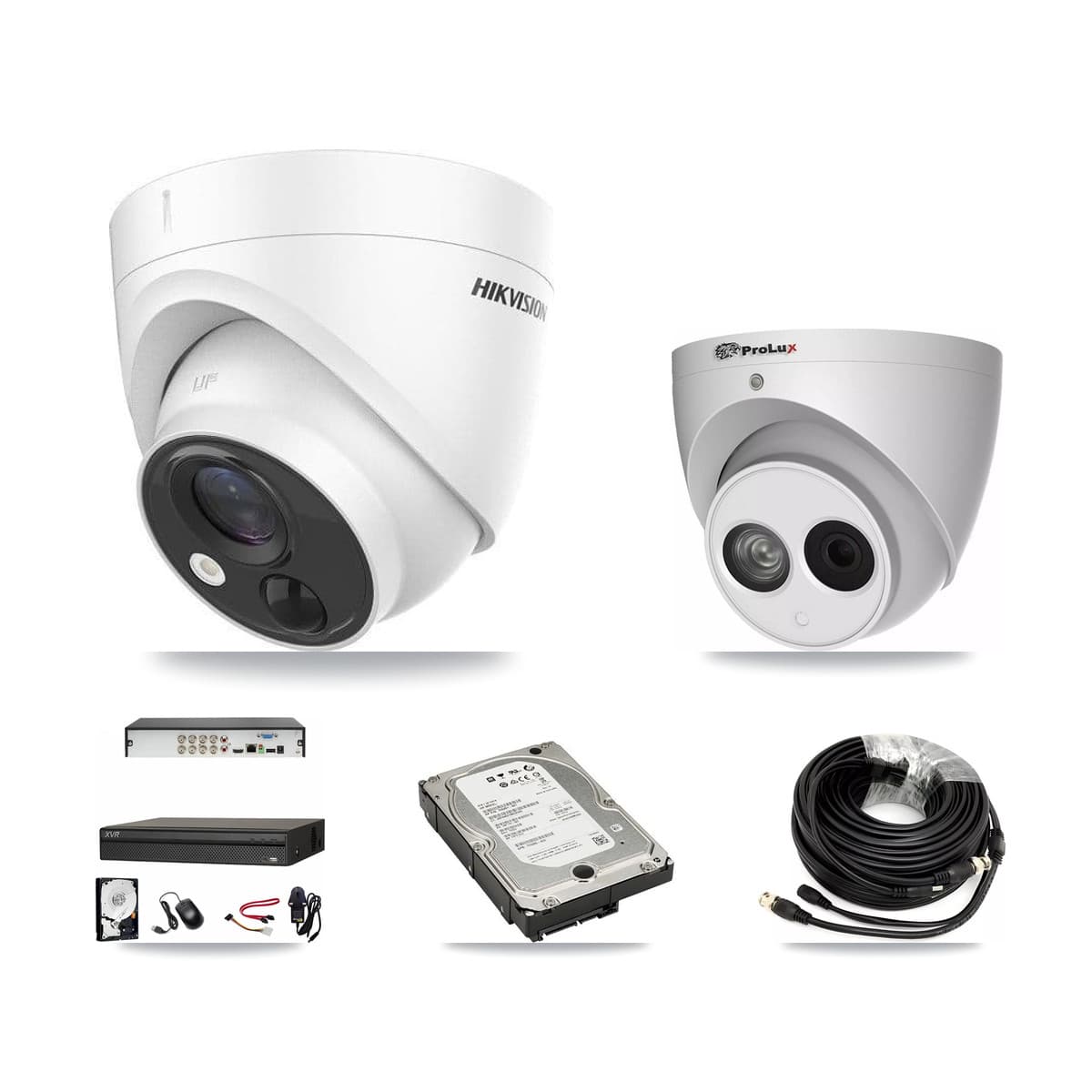 8-Channel 4MP – 5MP CCTV Kit — 3 DS-2CE71H0T 5MP + 1 PXC-612C4W-A 4MP Turret Cameras + 5TB Recording (XVR-3108AD Recorder)