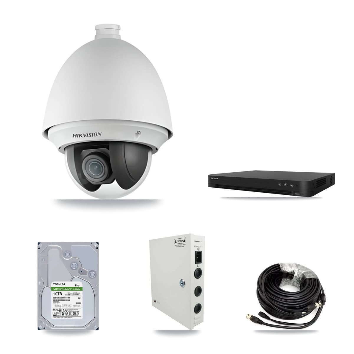 Hikvision 16-Channel 2MP CCTV Kit — 14 DS-2AE4225T PTZ Cameras + 10TB Recording (DS-7216HGHI Recorder)