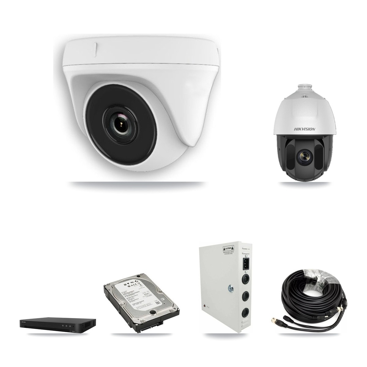 Hikvision 16-Channel 2MP CCTV Kit — 1 PTZ + 7 White Dome Cameras + 5TB Recording (DS-7216HGHI Recorder)