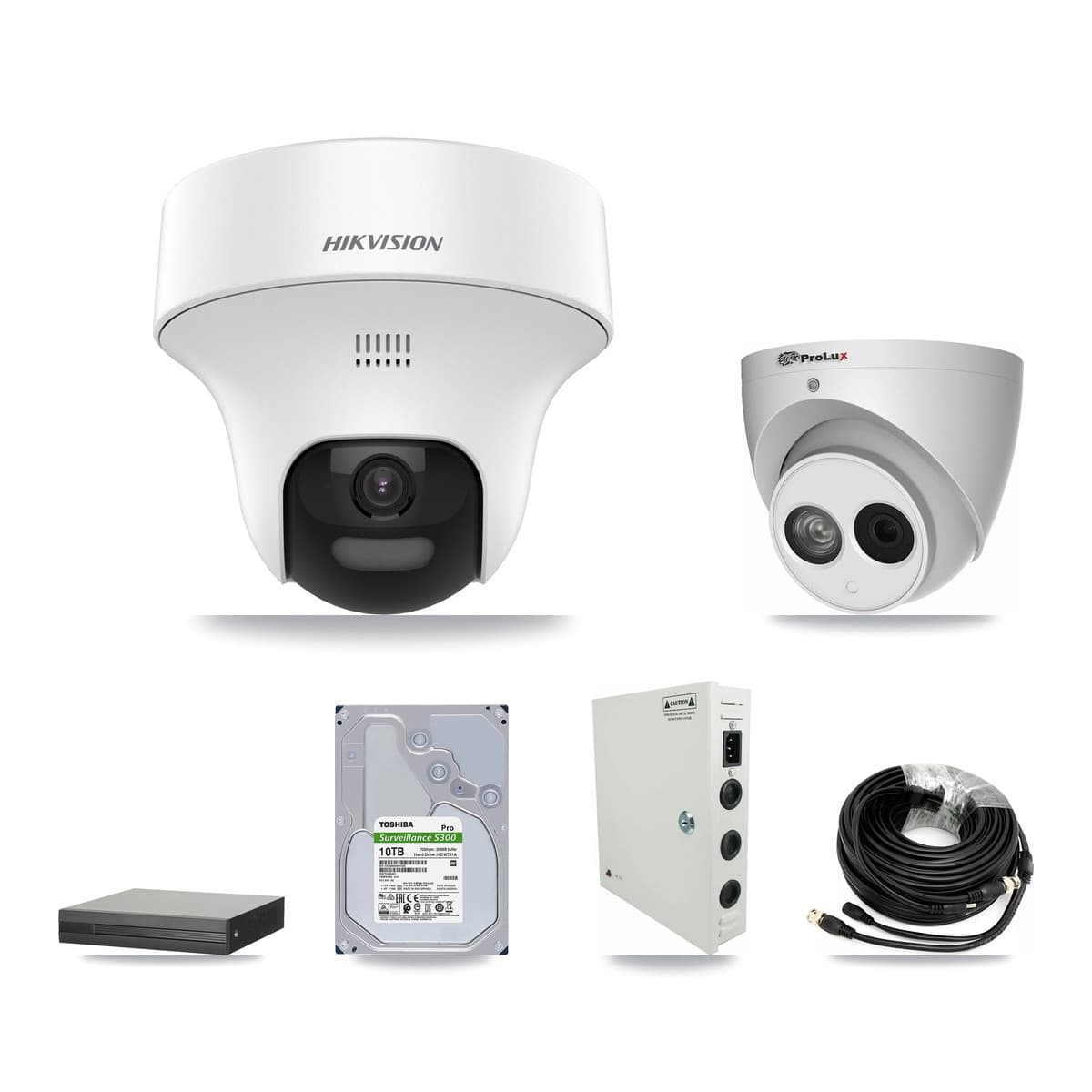 Hikvision & Prolux 16-Channel 4MP – 5MP CCTV Kit — 11 DS-2CE70K0T 5MP + 1 PXC-612C4W-A 4MP Turret Cameras + 10TB Recording (XVR-3116HS Recorder)