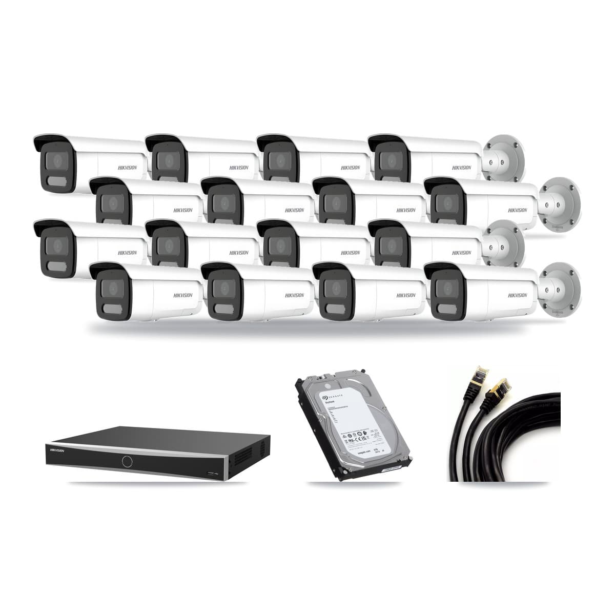 Hikvision 16-Channel 4MP – 4K CCTV Kit — 15 4MP + 1 4K Bullet Cameras + 6TB Recording - Image 1