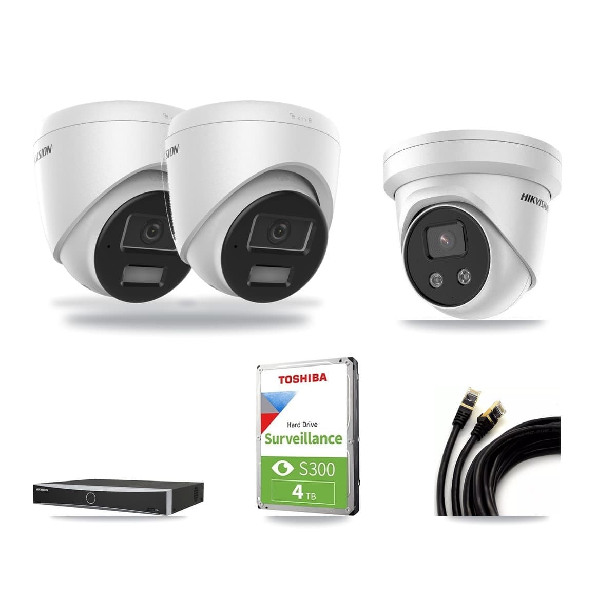 Hikvision 4-Channel 4MP – 5MP CCTV Kit — 2 4MP + 1 5MP Turret Cameras + 4TB Recording - Image 1