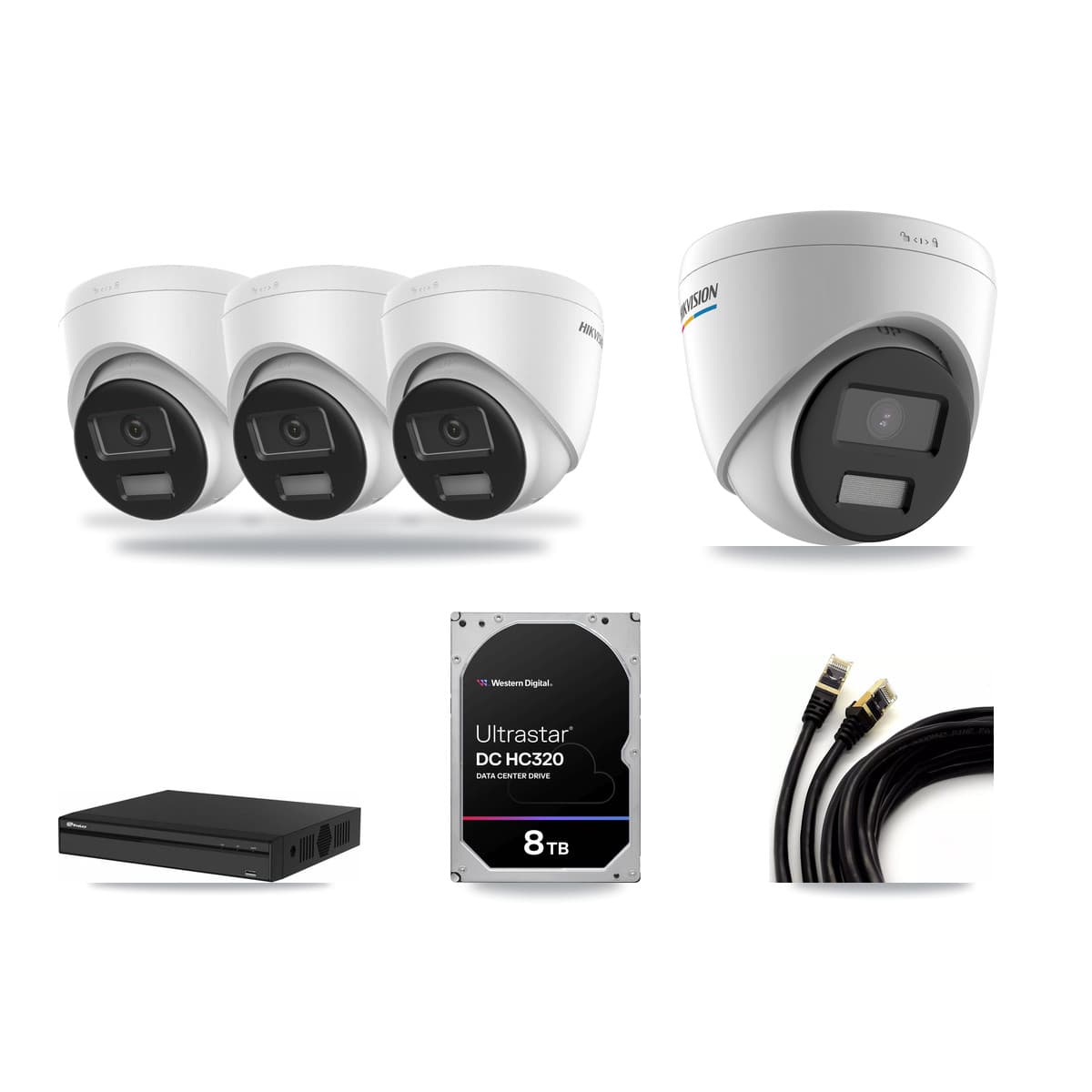 Hikvision & Prolux 4-Channel 2MP – 4K CCTV Kit — 1 2MP + 3 4K Turret Cameras + 8TB Recording - Image 1